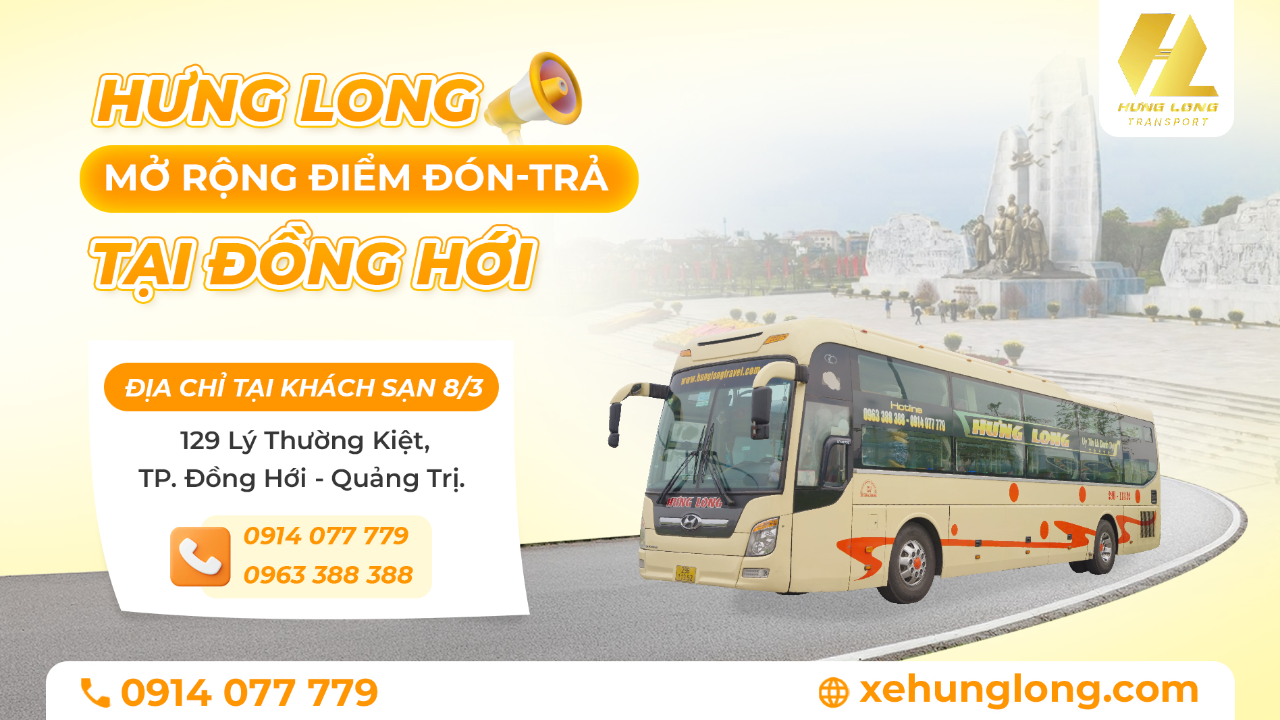 Xe Hưng Long Mở Điểm Đón Trả Mới Tại Khách Sạn 8/3 Đồng Hới