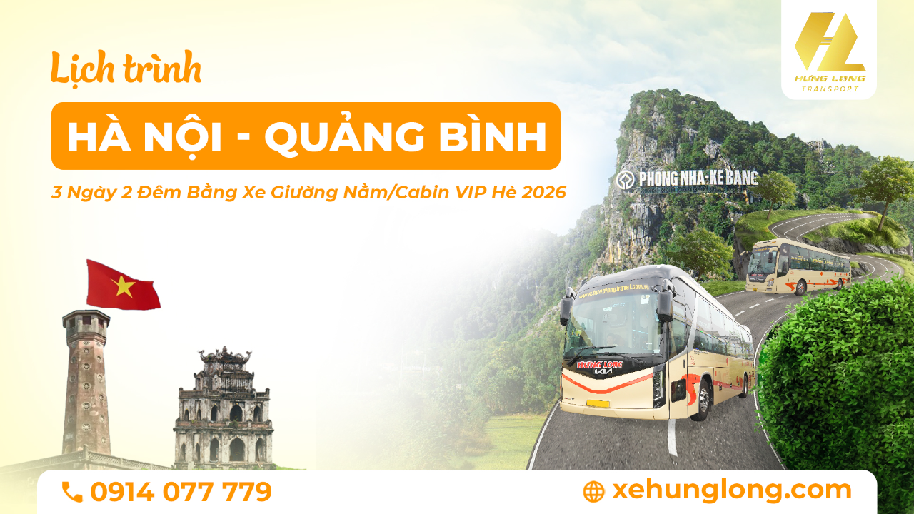 Lịch Trình Hà Nội – Phong Nha 3 Ngày 2 Đêm Bằng Xe Giường Nằm/Cabin VIP Hè 2026