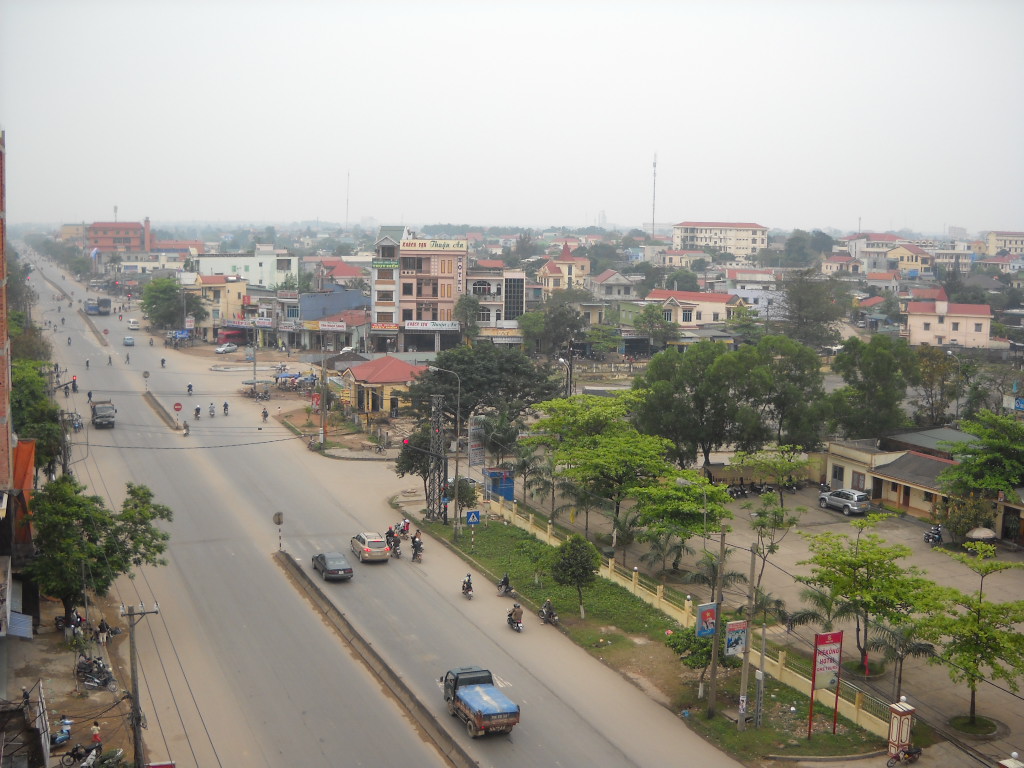 Đường phố ở trung tâm Đông Hà, Quảng Trị nhìn từ trên cao