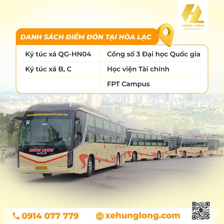 Danh sách 5 điểm đón Xe Hưng Long tại Hòa Lạc