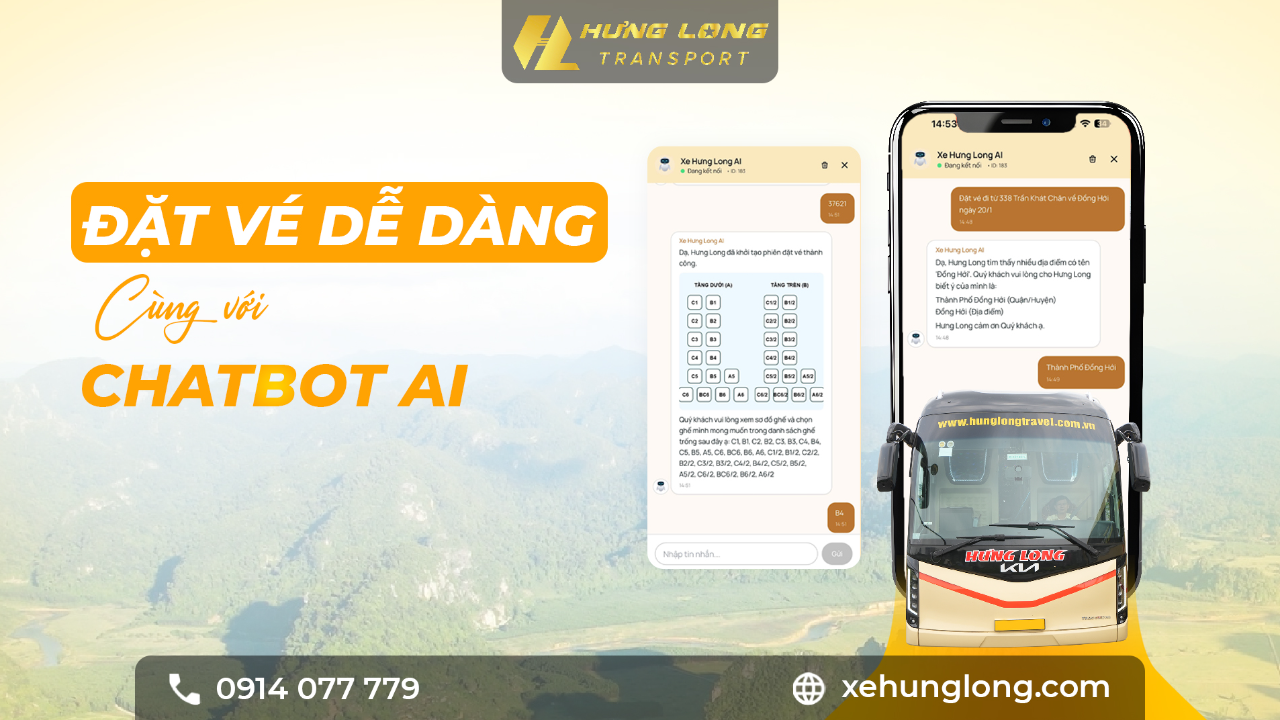 ĐẶT VÉ XE HƯNG LONG DỄ DÀNG HƠN BAO GIỜ HẾT – CHỈ CẦN MỘT CHIẾC ĐIỆN THOẠI 📱🚍