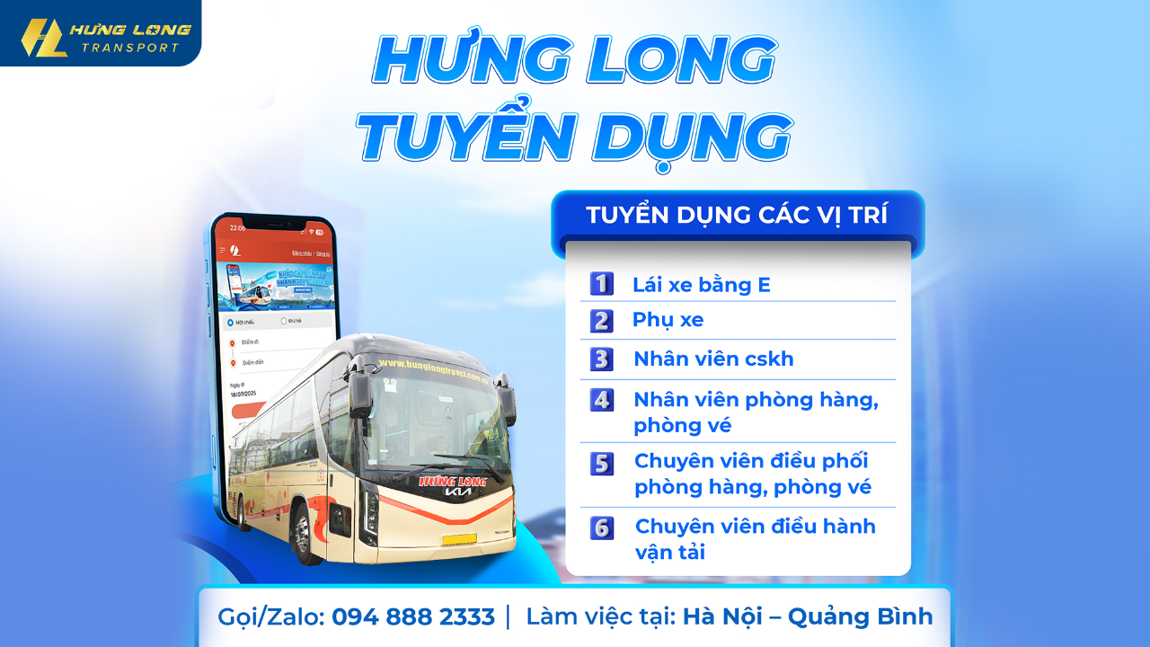 🚍 HƯNG LONG TRANSPORT – TUYỂN DỤNG NHIỀU VỊ TRÍ HẤP DẪN 🚍